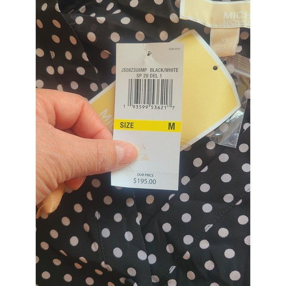 Michael Kors midi dress v-neck 3/4 sleeve polka dot size M brown S ..M - Picture 4 of 12